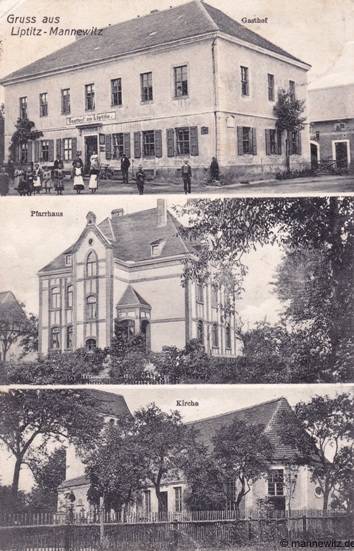 Gruss aus Mannewitz Gasthof, Pfarrhaus, Kirche Gruss aus Mannewitz Gasthof, Pfarrhaus, Kirche
