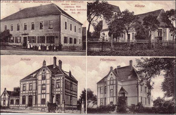 Mannewitz Gasthof Kirche Schule Pfarrhaus AK Mannewitz Gasthof Kirche Schule Pfarrhaus AK
